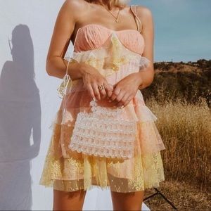 For Love and Lemons Sorbet Lace Mini Dress